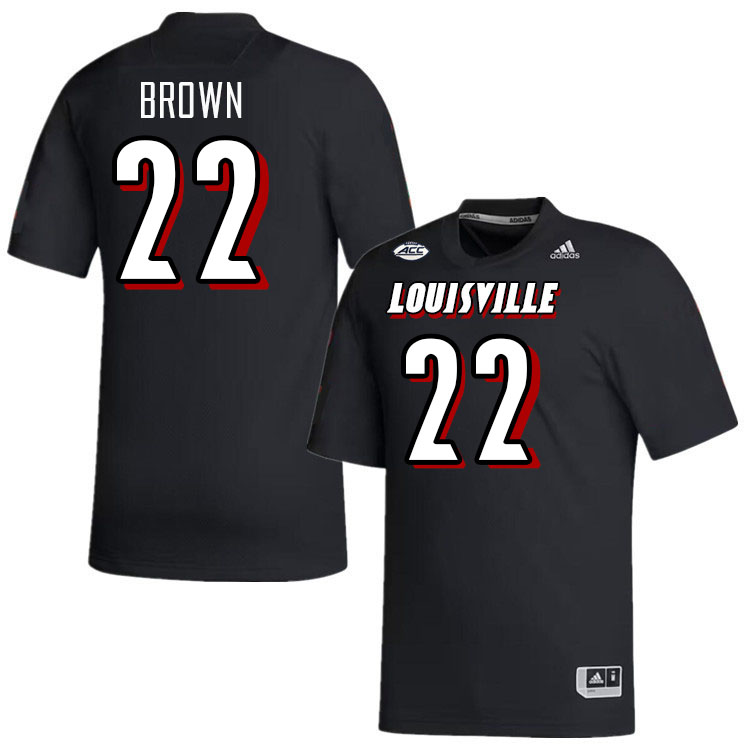 Men #22 Keyjuan Brown Louisville Cardinals College Football Jerseys Stitched-Black